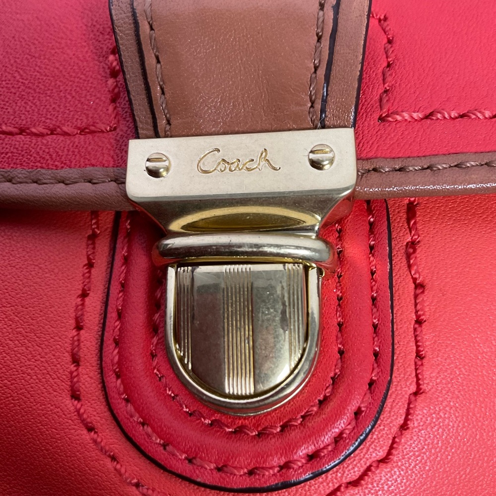 Coach POPPY Colorblock Leather Flap Crossbody Bag‎ #48941 Two Shades Orange - Picture 9 of 14